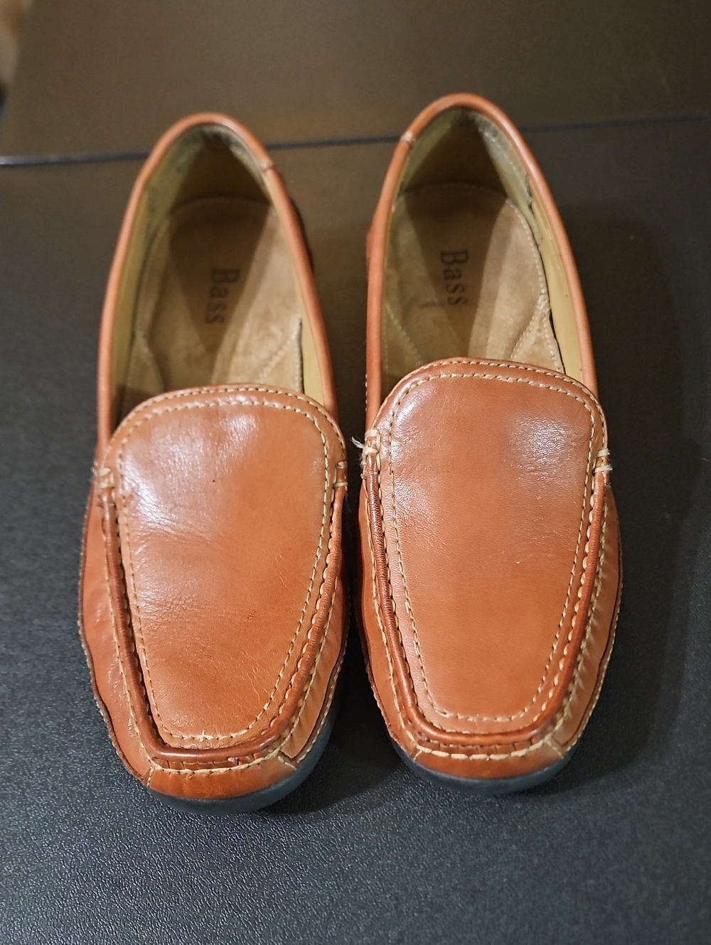 Bass Men's Cognac Leather Slip-On Loafers